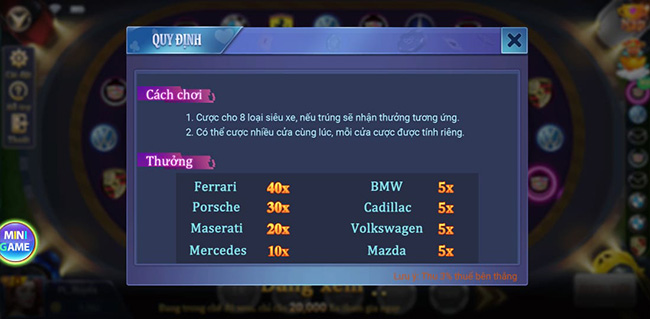 Cách chơi game siêu xe tại IWIN68