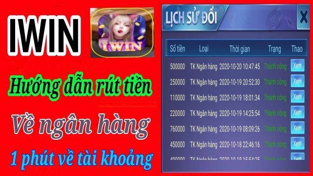 Rút tiền tại nhà cái Iwin