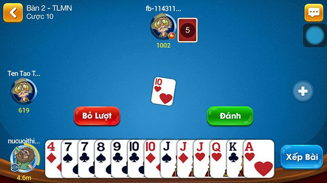 tiến lên miền Nam thì người ta sẽ nghĩ ngay đến trò chơi sử dụng 52 lá bài Tây