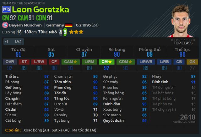 Goretzka có khả năng cắt bóng cực tốt