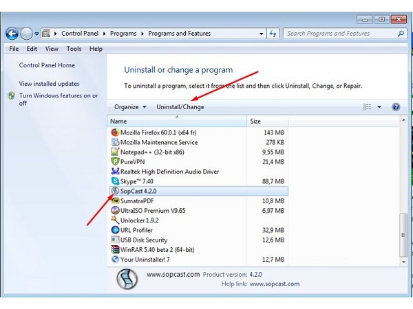 Gỡ bỏ phần mềm Sopcast