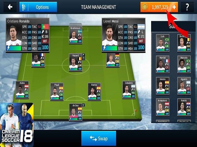 Bản hack Dream League Soccer 2016 android